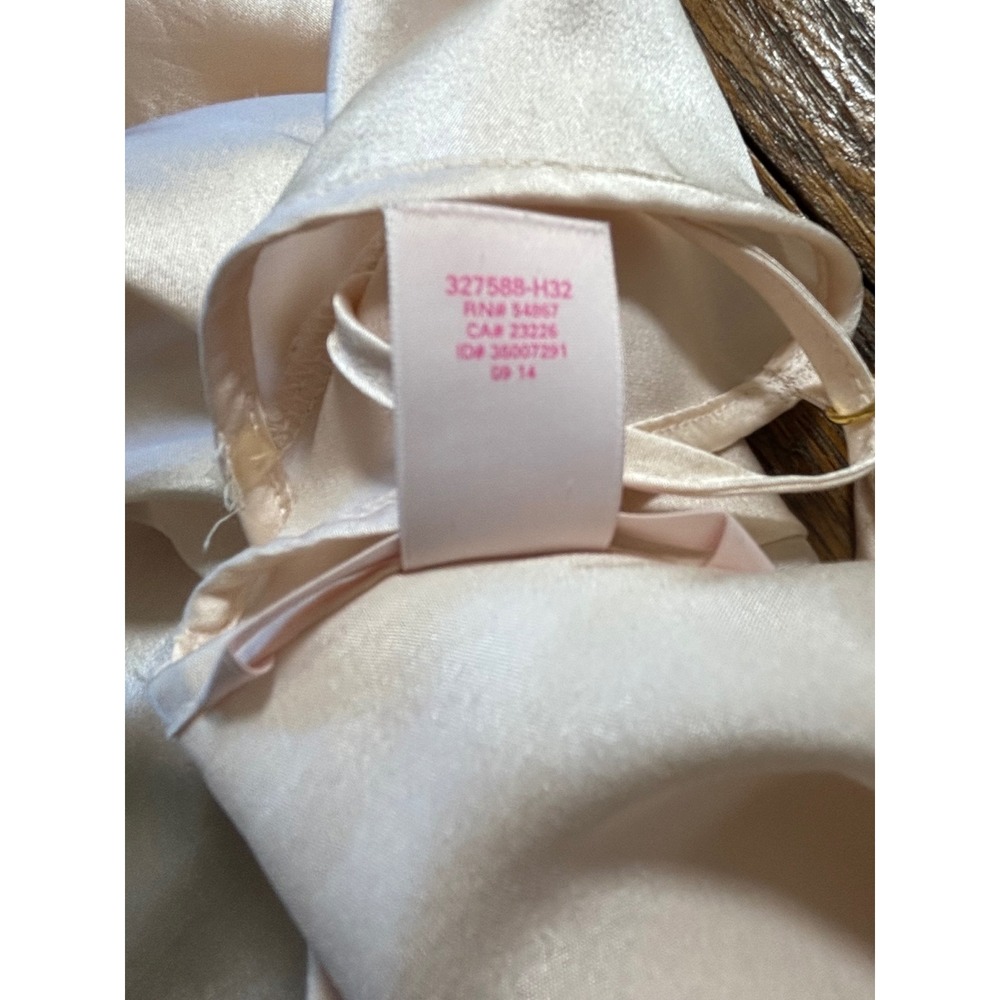 Victorias Secret Champagne Satin Slip Dress Black Trim Cross Back Medium 327588 - Picture 8 of 16